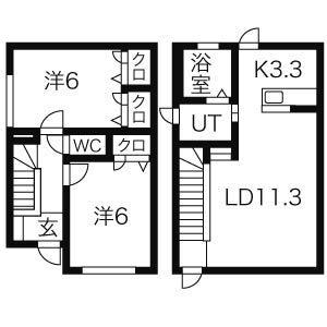 フローラM(2LDK/1階)の間取り写真