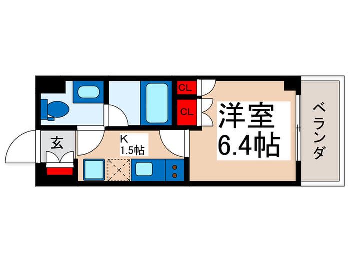 ブランシエスタ浦安(1K/6階)の間取り写真