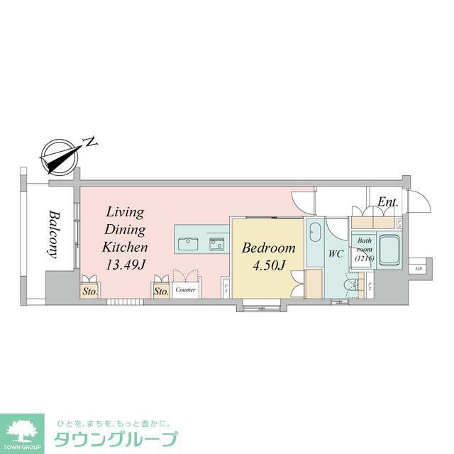 ニューシティアパートメンツ戸越(1LDK/13階)の間取り写真