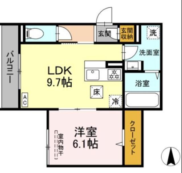 ボヌール(1LDK/1階)の間取り写真