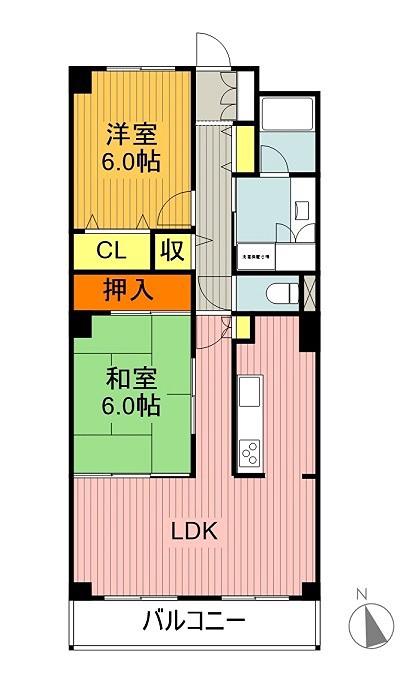 エスカーラ平針(2LDK/3階)の間取り写真