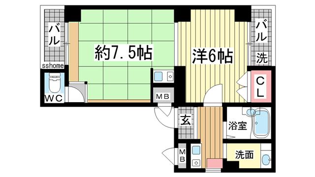 ツーバイホームビル(2K/3階)の間取り写真