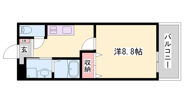 ジェード(1K/1階)の間取り写真
