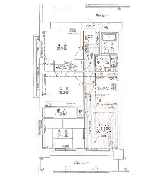 プレステージ姫路青山IV(3LDK/2階)の間取り写真