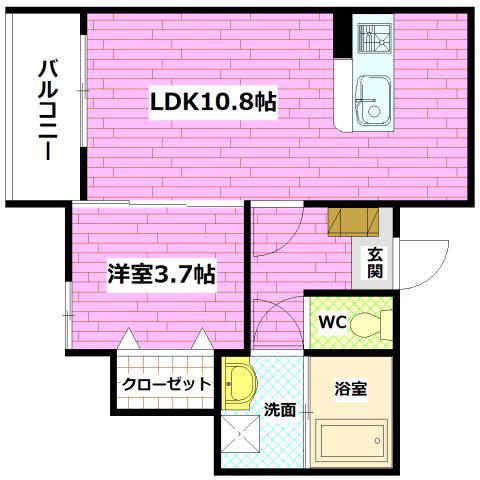 SPRING AOSAKI(1LDK/2階)の間取り写真
