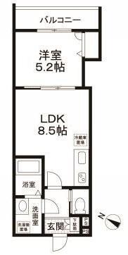 プランドール東雪谷(1LDK/3階)の間取り写真