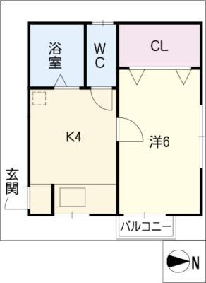 ハイム三条(1K/2階)の間取り写真