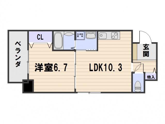 高栄京町マンション(1LDK/5階)の間取り写真