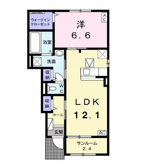 リアンダムール(1LDK/1階)の間取り写真