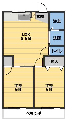 日伯産業(2LDK/2階)の間取り写真