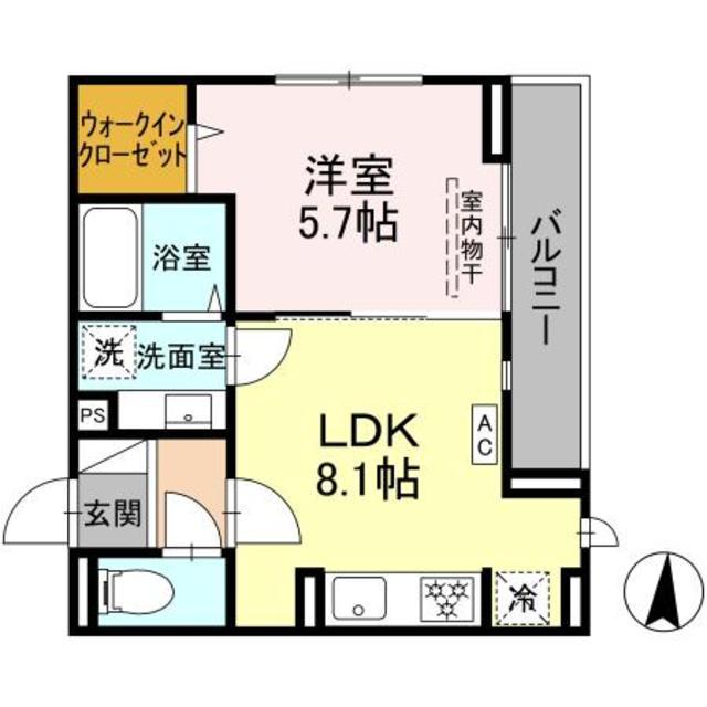 D PAINA宿河原7(1LDK/3階)の間取り写真