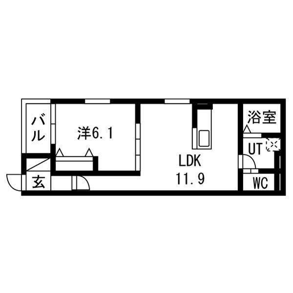 リヴェール神郷(1LDK/2階)の間取り写真