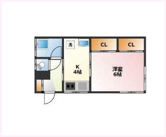 ラテール岡沢町II(1K/2階)の間取り写真
