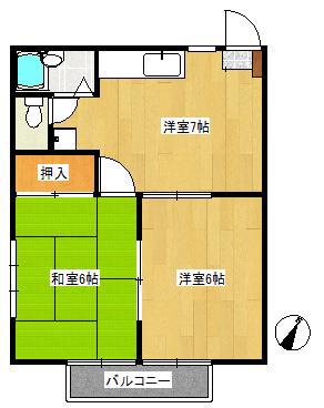 ジュネス狭山3号館(2DK/2階)の間取り写真