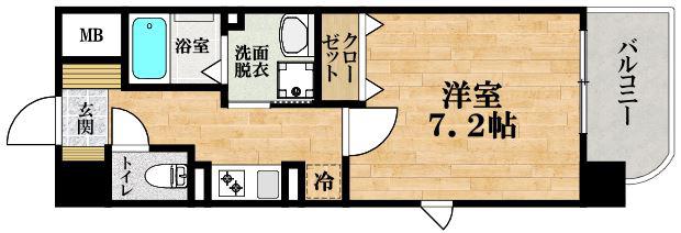 ふぁみゆ上田III(1K/2階)の間取り写真