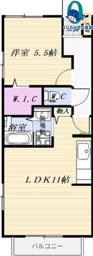ウエストハイツA棟 B棟(1LDK/2階)の間取り写真