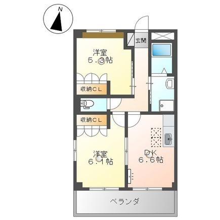 エクセレント・ウィング(2DK/1階)の間取り写真