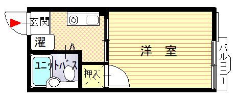 シティハイム ハピネス(1K/2階)の間取り写真