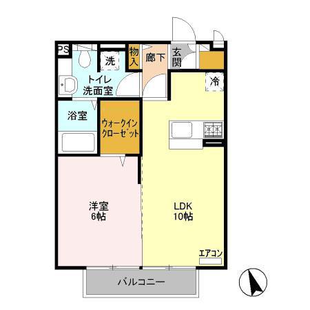 グリーンヒル(1LDK/2階)の間取り写真