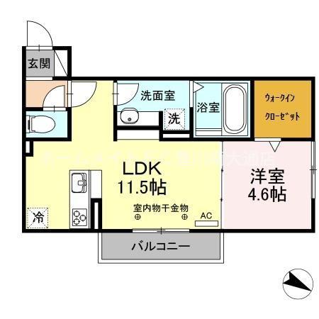 ヴィラ・ロワイヤル 五番館(1LDK/2階)の間取り写真