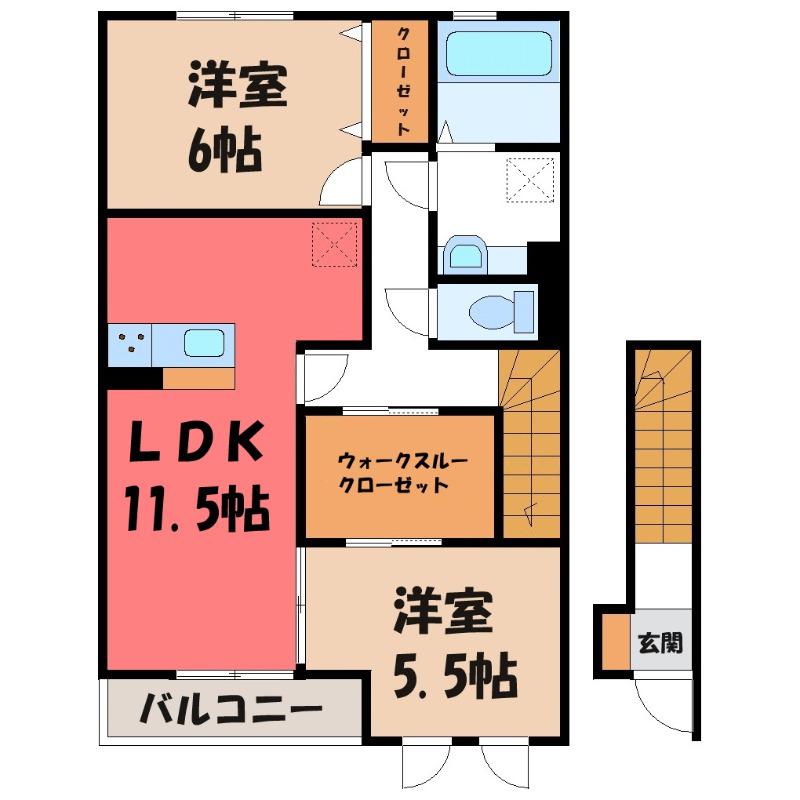 カーサウエルタ(2LDK/2階)の間取り写真