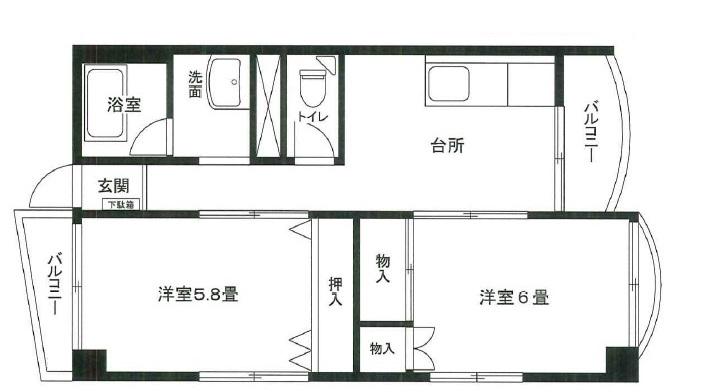 不二荘ビル(2K/7階)の間取り写真
