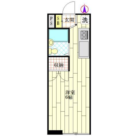 秋葉ハイツ(ワンルーム/1階)の間取り写真