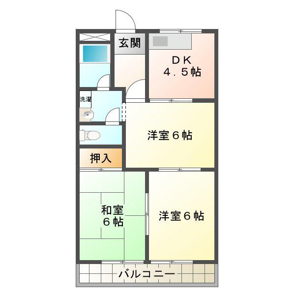 ダイヤマンション(3DK/1階)の間取り写真
