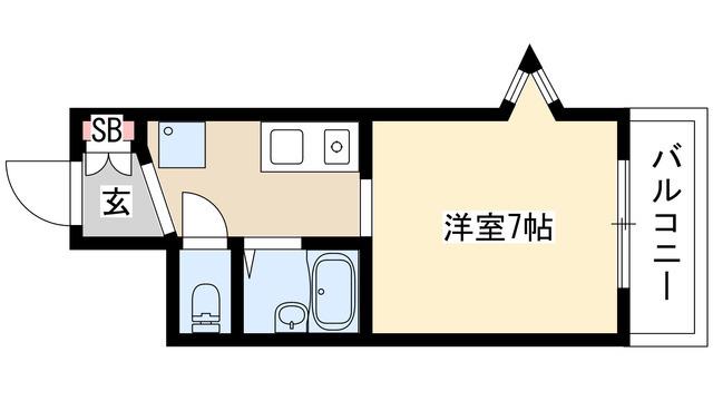 第7フクマルビル(1K/7階)の間取り写真