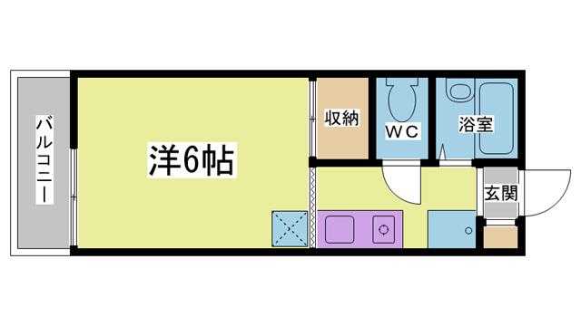 クイーンハイツ青山A棟(1K/2階)の間取り写真