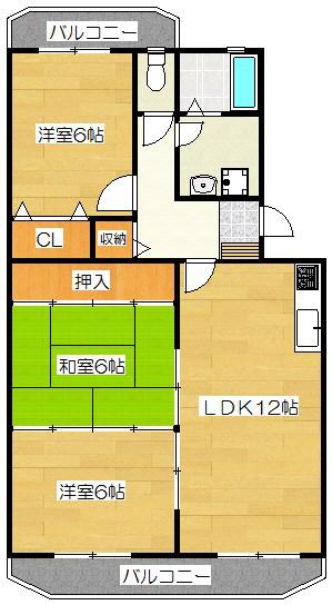 ステータス国分(3LDK/4階)の間取り写真