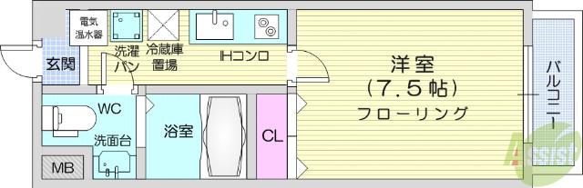 プラセール高橋(1K/3階)の間取り写真