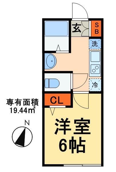 サンライズ西千葉(1K/1階)の間取り写真