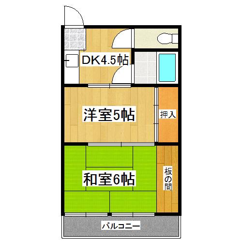 スカイコーポダイゴ(2K/3階)の間取り写真