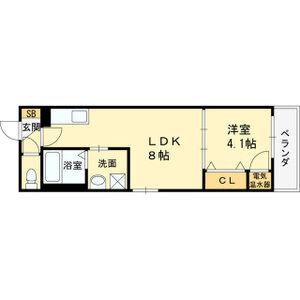 REPOS長瀬(1LDK/1階)の間取り写真