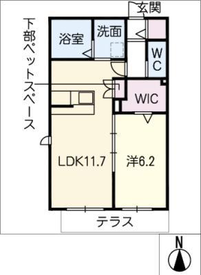アニモ春岡(1LDK/1階)の間取り写真