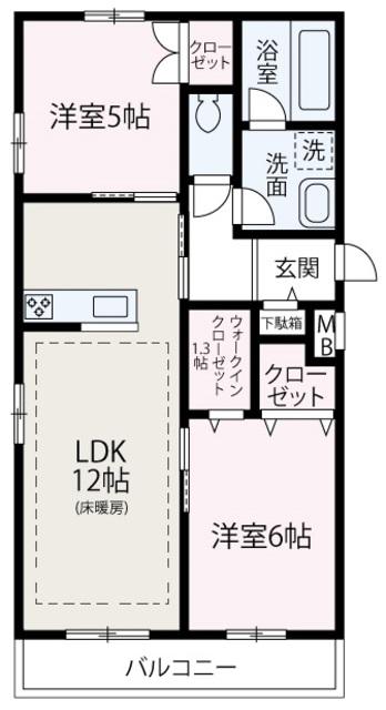 CLAIR COURT(2LDK/3階)の間取り写真