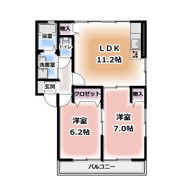 MICKY(2LDK/2階)の間取り写真