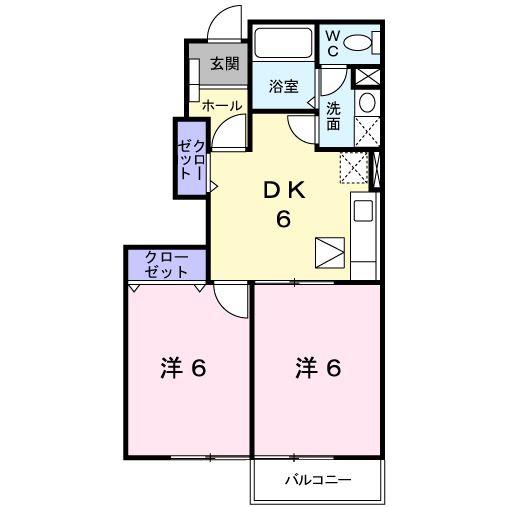 プラティークSAIKA(2DK/1階)の間取り写真