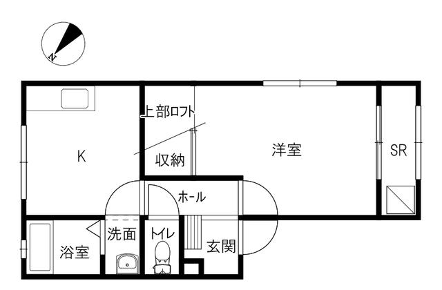 カーム2(1DK/2階)の間取り写真
