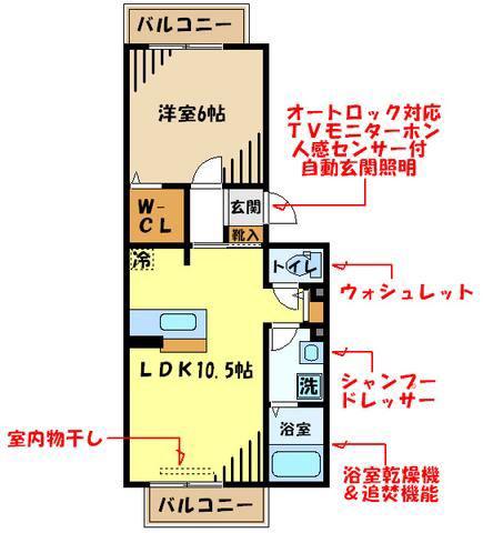 カサベルデ長岡(1LDK/3階)の間取り写真