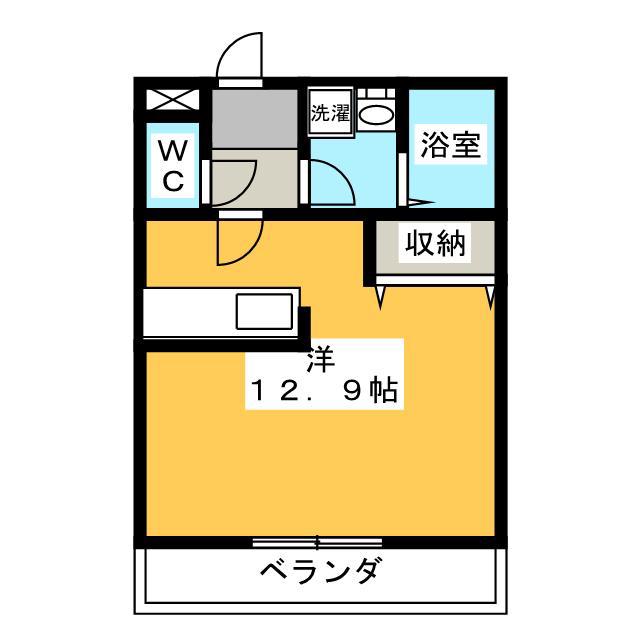 ティエラS(ワンルーム/1階)の間取り写真