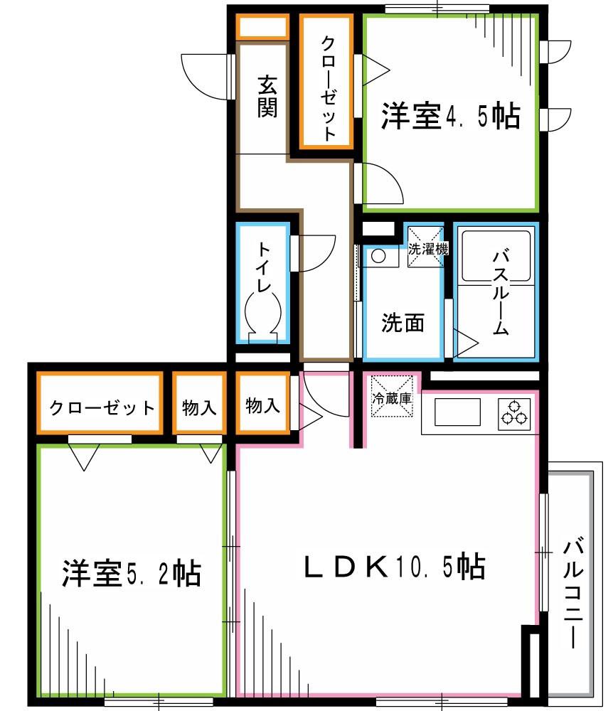グランディス阿佐谷南(2LDK/3階)の間取り写真
