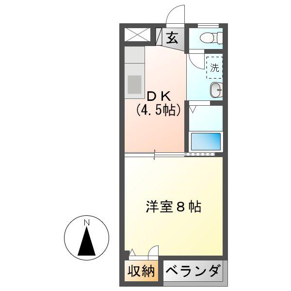 コーポ辻井II(1K/2階)の間取り写真