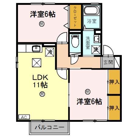 フレスコハウス(2LDK/1階)の間取り写真