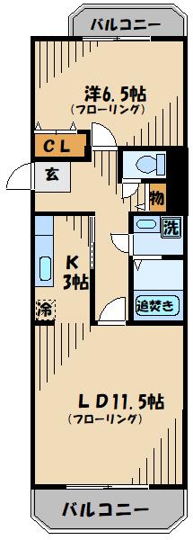 コーポレート東所沢1号棟(1LDK/1階)の間取り写真