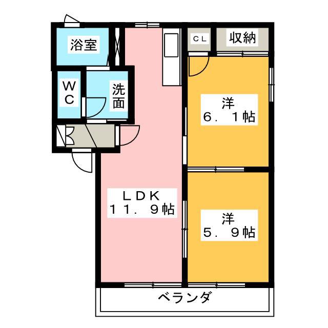 スマイル(2LDK/1階)の間取り写真