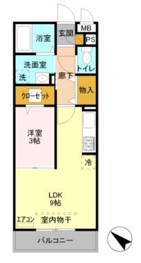 マロメリカI(1LDK/1階)の間取り写真