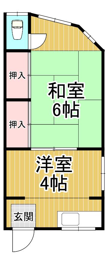 浜田文化(2K/2階)の間取り写真