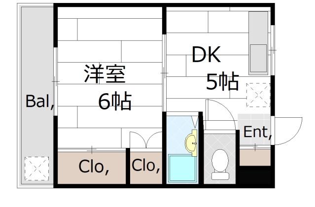 サンハイム西口(1DK/3階)の間取り写真